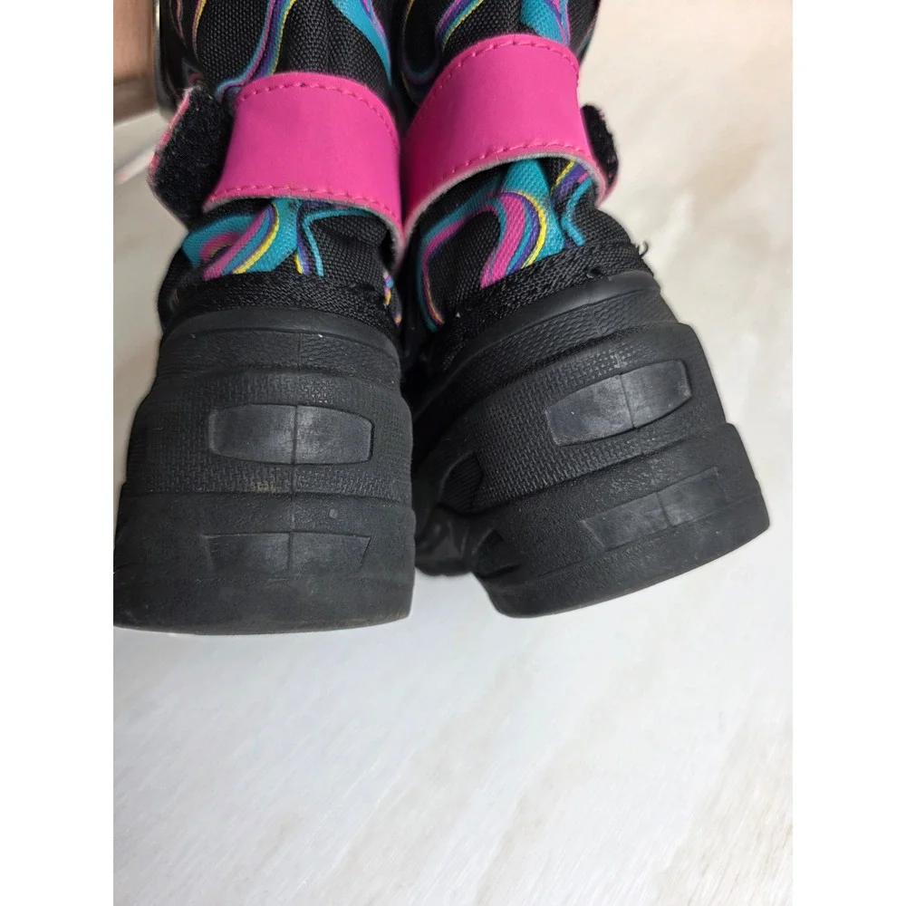 Thinsulate Insulated Snow Boots Toddler Size 9 Black Neon Hearts Y2K Winter